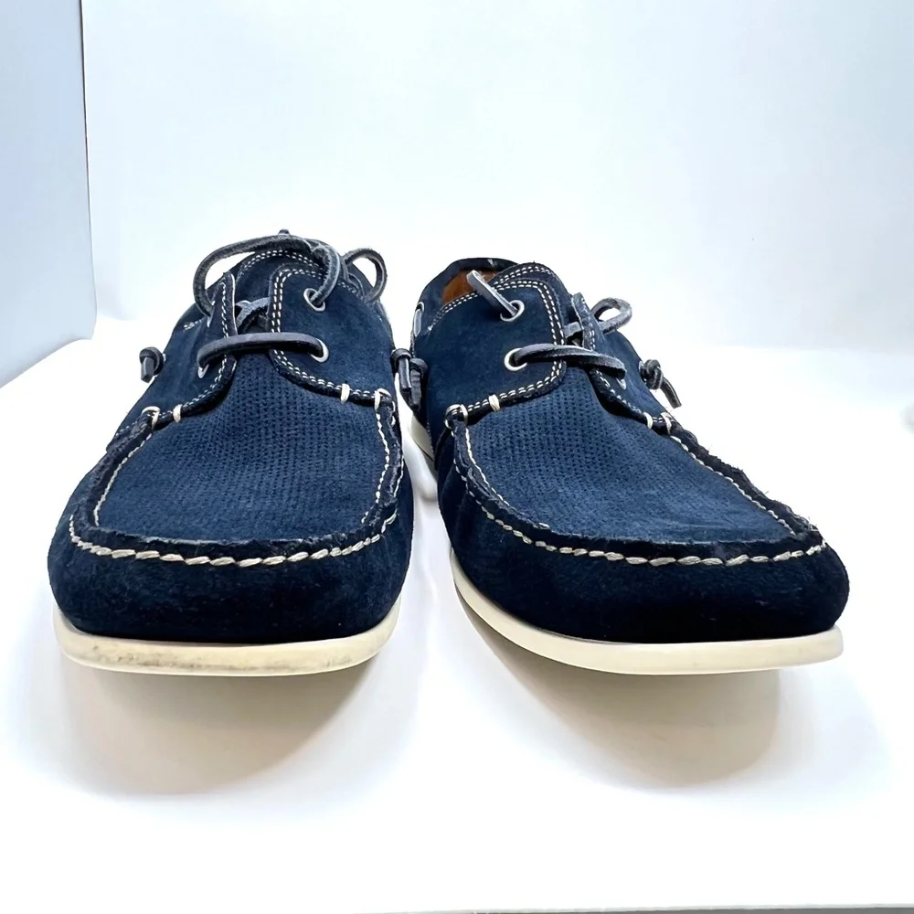 John Varvatos Men's suede navy boat shoes size 12